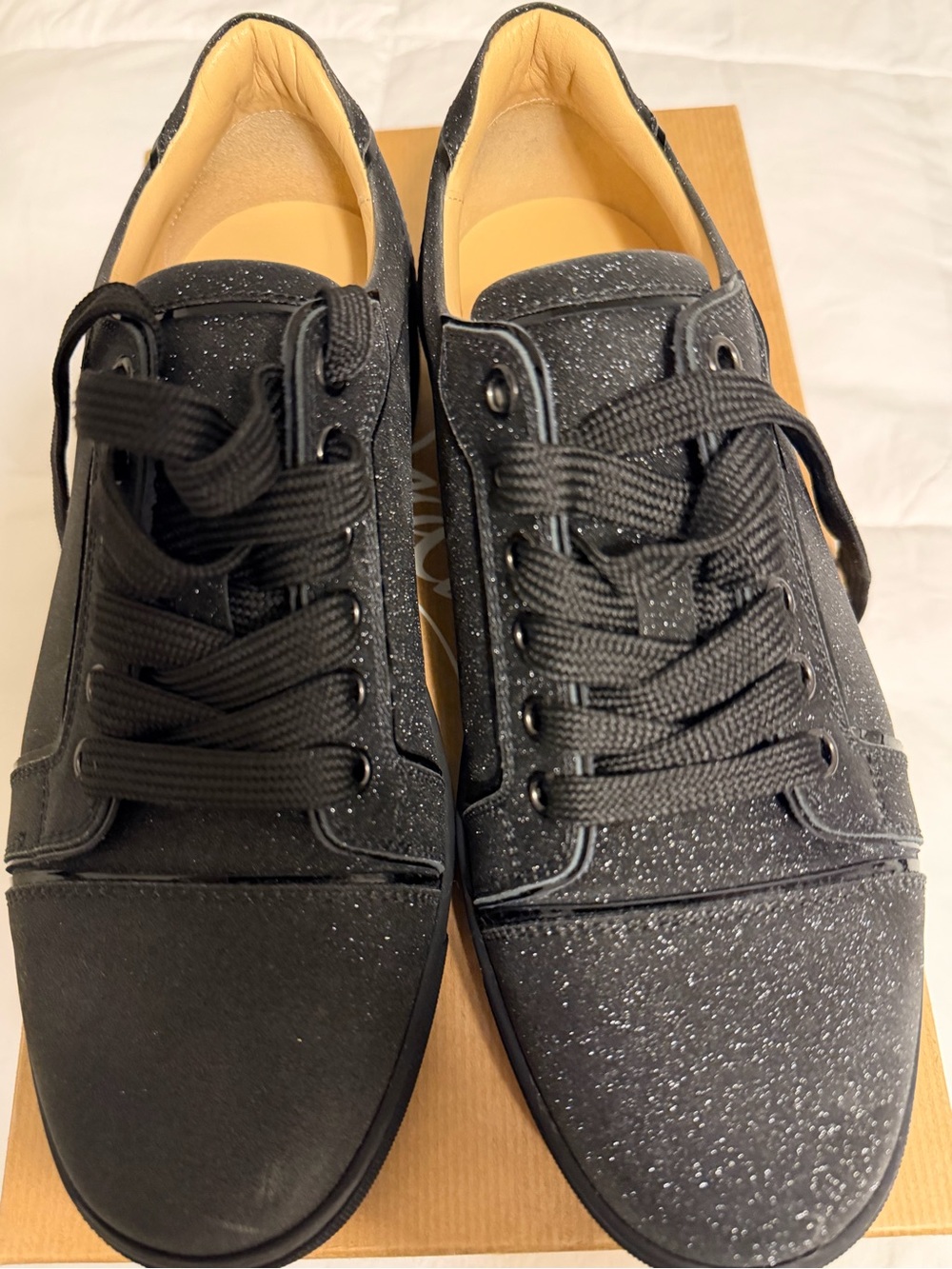 Christian Louboutin Black Glitter Low-Top Sneakers